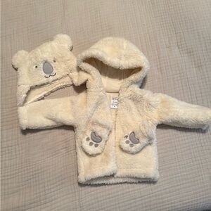 Carter's Cream Fuzzy Bear Hoodie Set